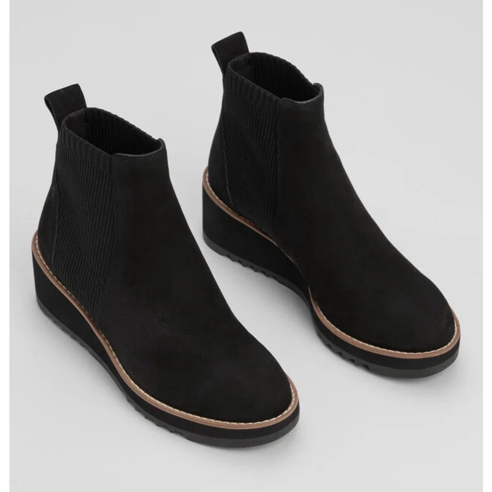 New Eileen Fisher Lilou Nick Recycled Stretch Knit Bootie Wedge Platform Women 7
